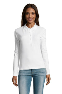 Polo donna cotone maniche lunghe Podium 210 gr
