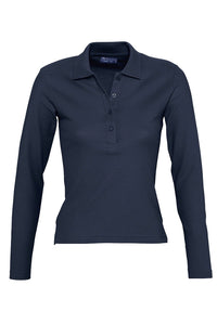 Polo donna cotone maniche lunghe Podium 210 gr
