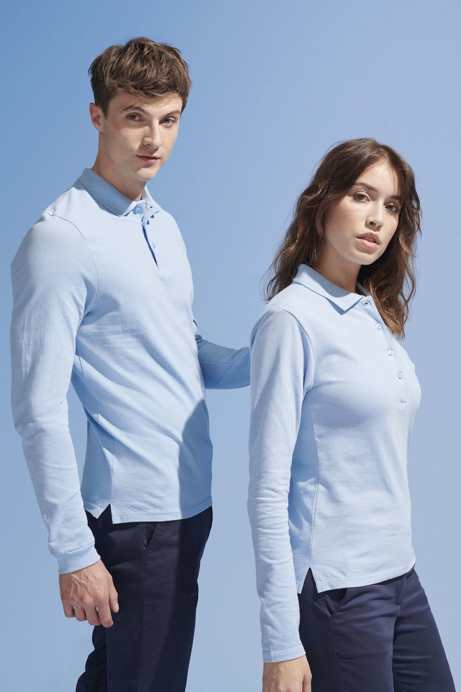 Polo donna cotone maniche lunghe Podium 210 gr