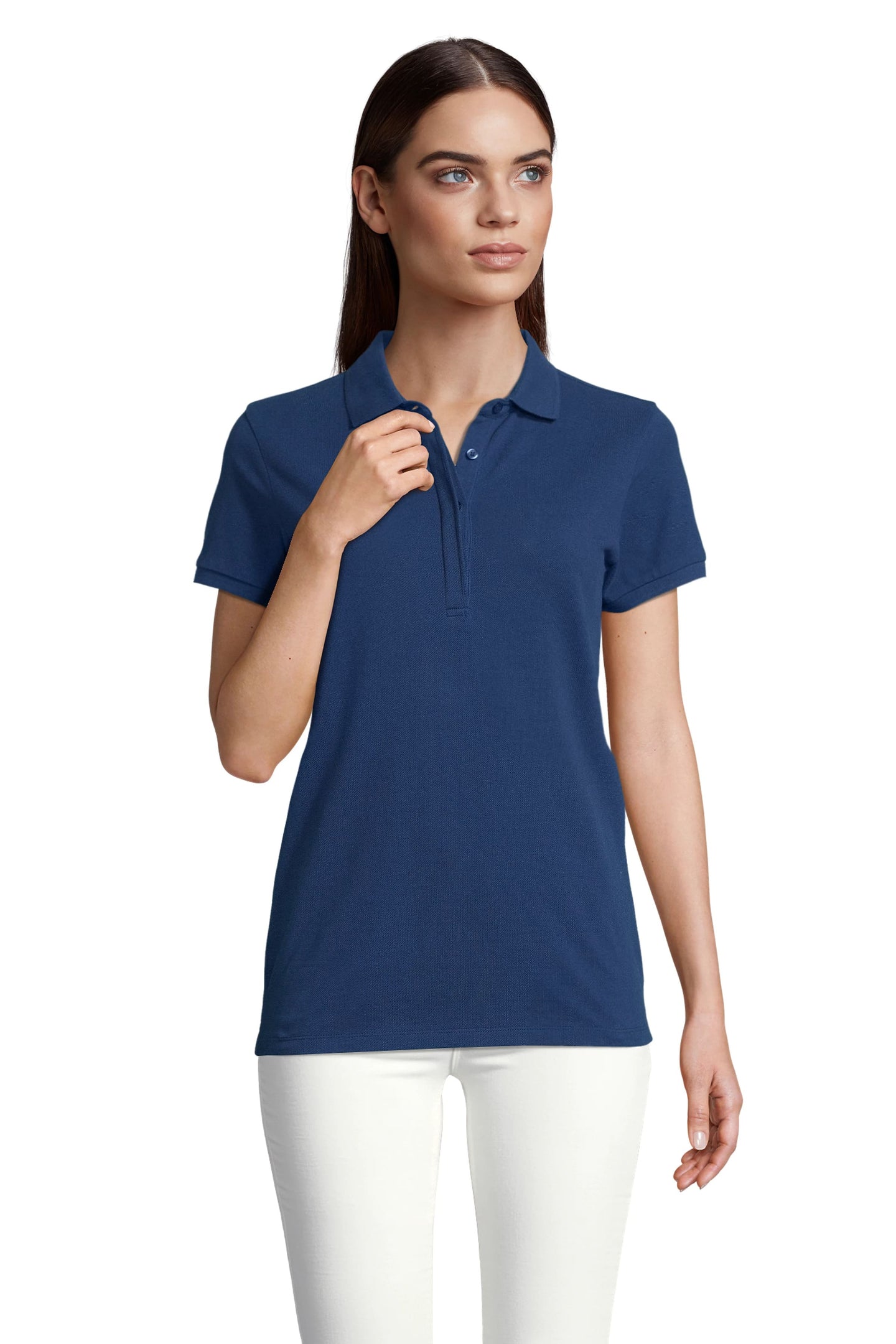 Polo donna cotone abbottonatura nascosta Owen 215 gr