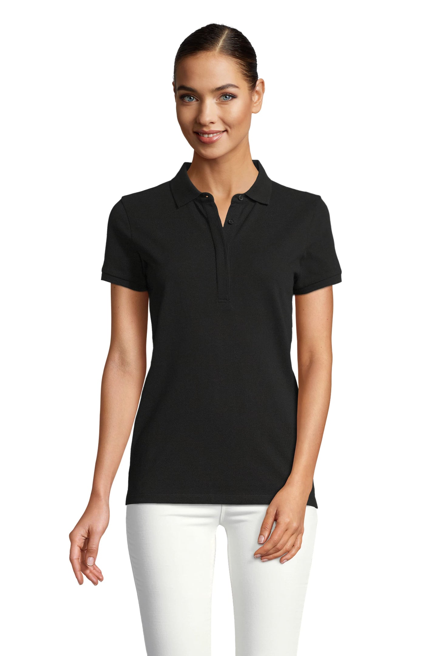 Polo donna cotone abbottonatura nascosta Owen 215 gr