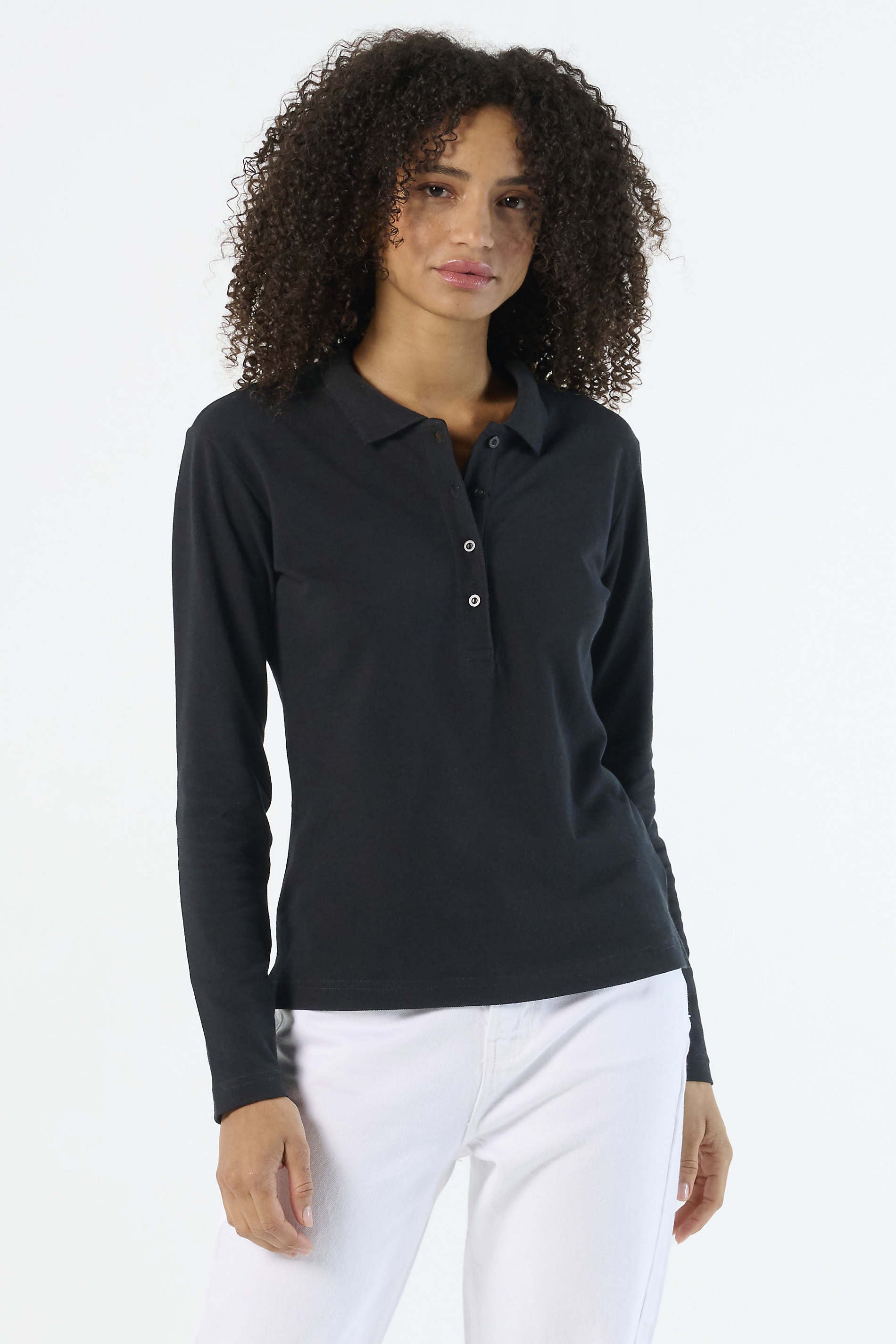 Polo donna cotone maniche lunghe Podium 210 gr