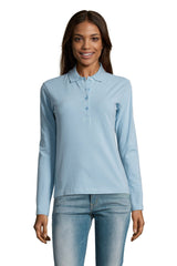 Polo donna cotone maniche lunghe Podium 210 gr