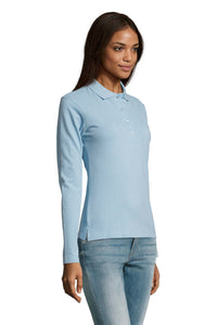Polo donna cotone maniche lunghe Podium 210 gr