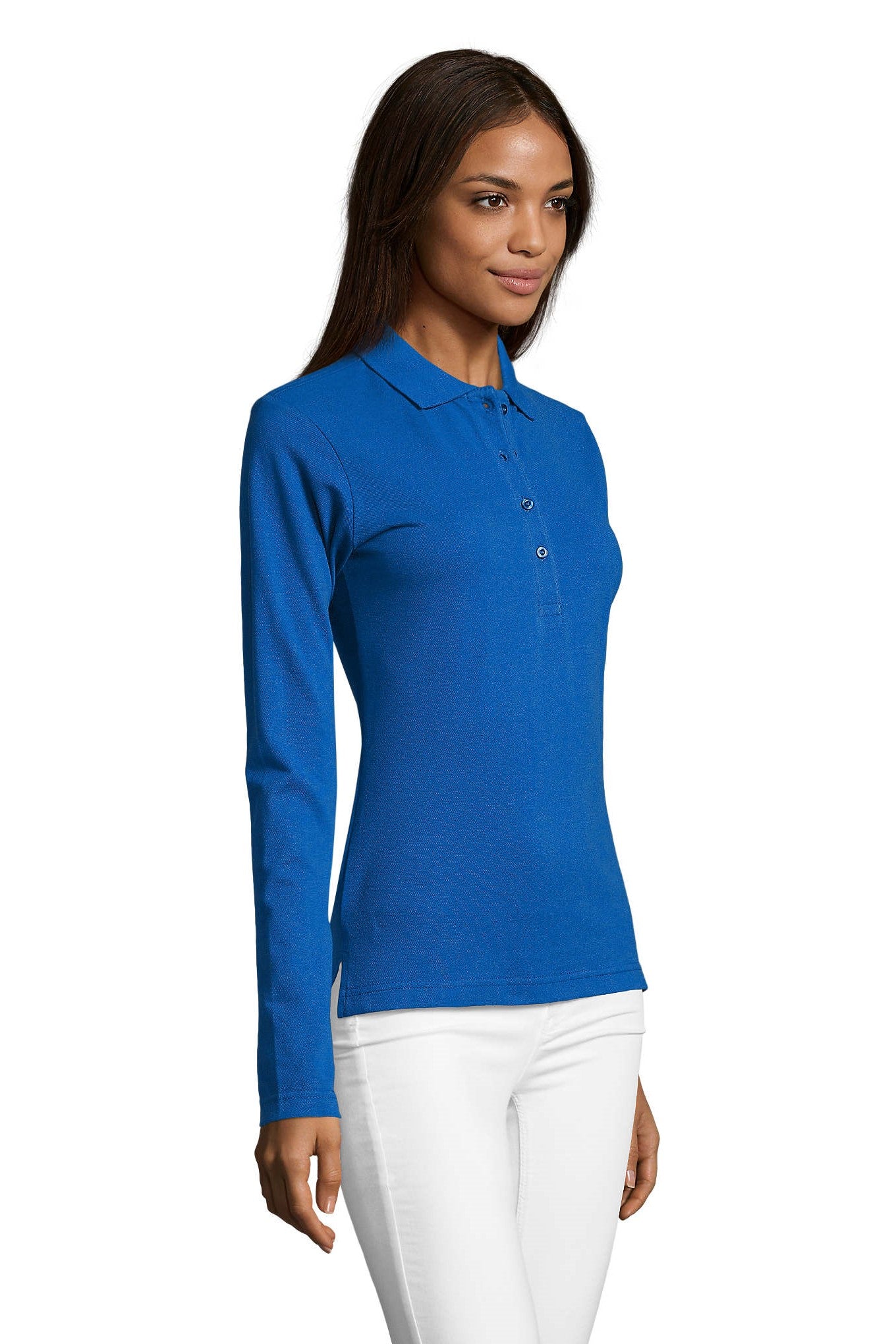 Polo donna cotone maniche lunghe Podium 210 gr