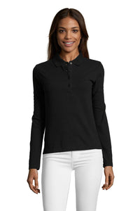 Polo donna cotone maniche lunghe Podium 210 gr