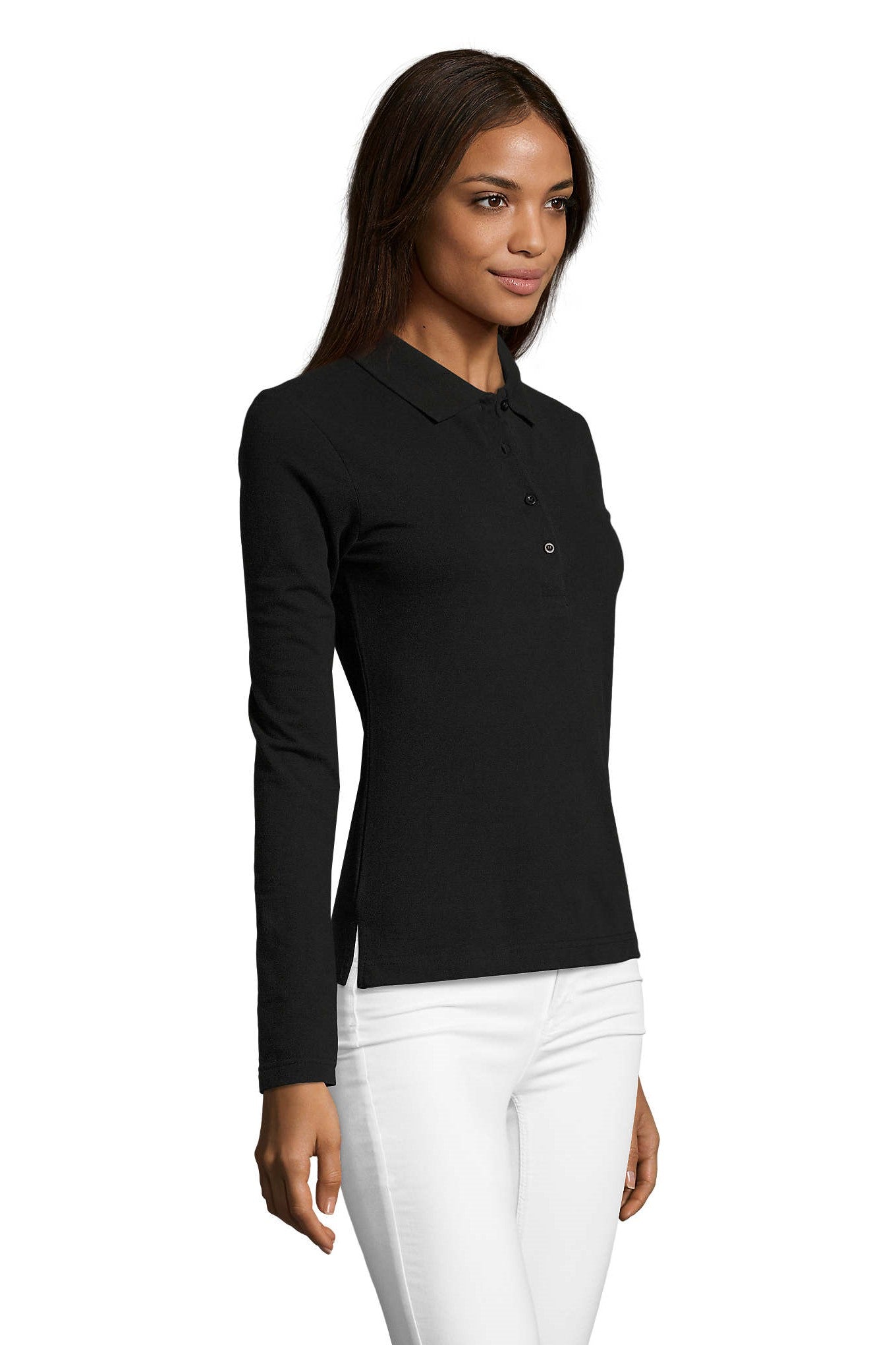 Polo donna cotone maniche lunghe Podium 210 gr