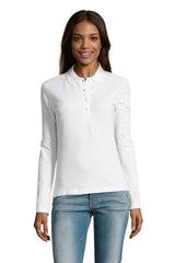 Polo donna cotone maniche lunghe Podium 210 gr