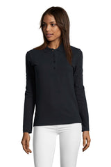 Polo donna cotone maniche lunghe Podium 210 gr