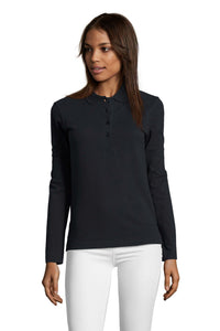 Polo donna cotone maniche lunghe Podium 210 gr
