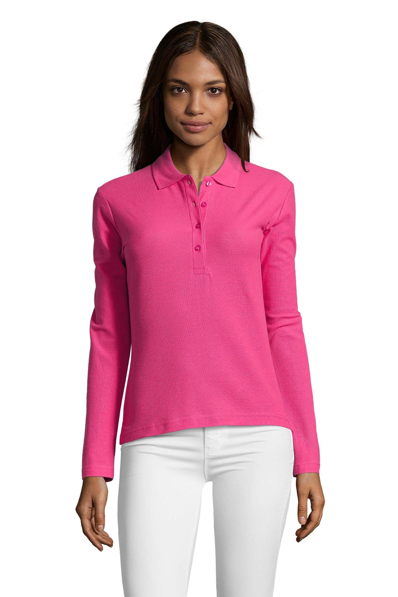 Polo donna cotone maniche lunghe Podium 210 gr
