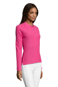Polo donna cotone maniche lunghe Podium 210 gr