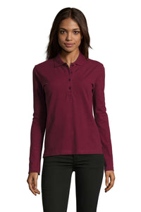 Polo donna cotone maniche lunghe Podium 210 gr